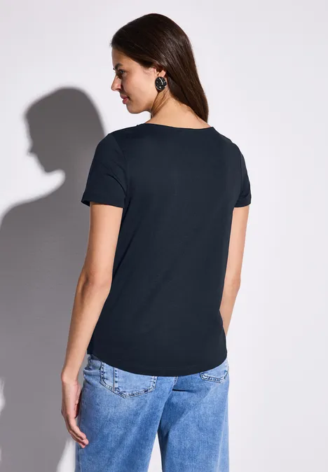 Basic T-Shirt in Unifarbe deep blue