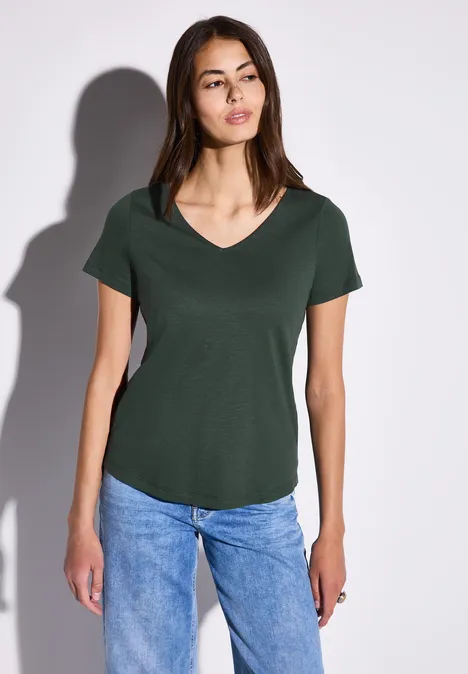 Basic T-Shirt in Unifarbe mid green