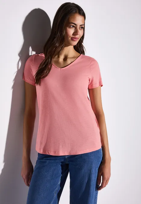 Basic T-Shirt in Unifarbe blush peach