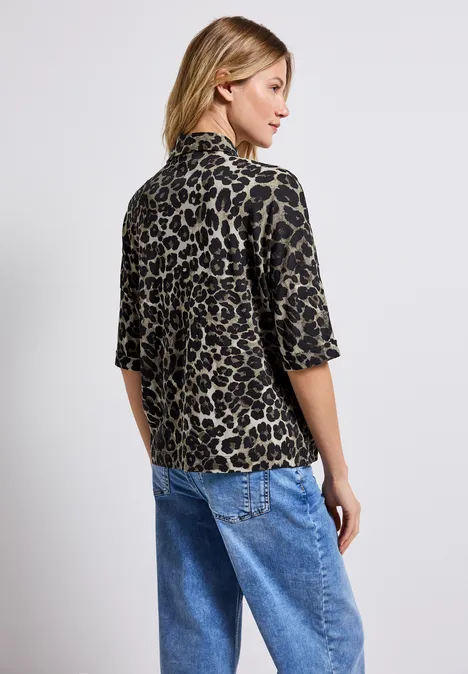 Leo-Shirt im Blusen-Look Black