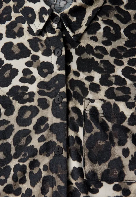 Leo-Shirt im Blusen-Look Black