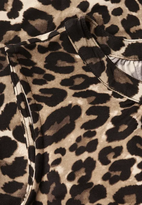 Jersey-Top mit Leo-Muster Black