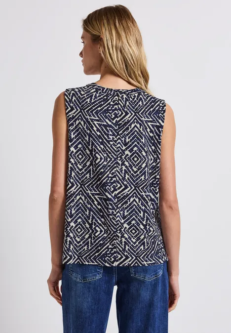 Gemustertes Jerseytop deep blue