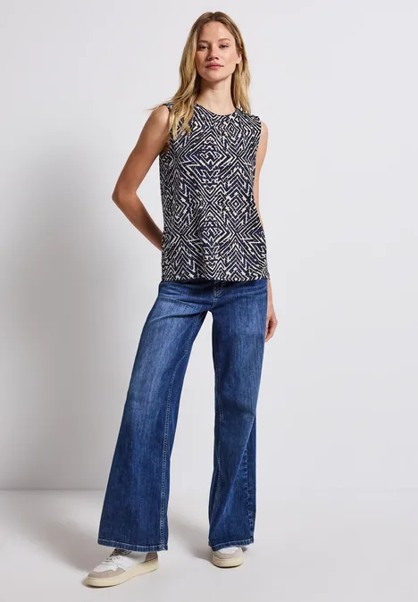 Gemustertes Jerseytop deep blue