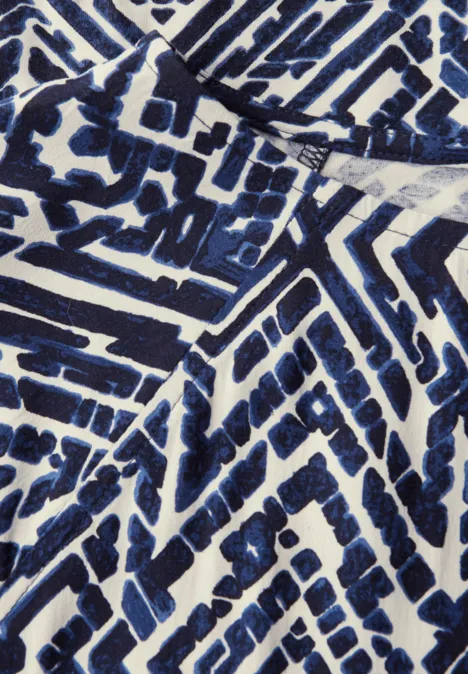 Materialmix Shirt mit Muster deep blue