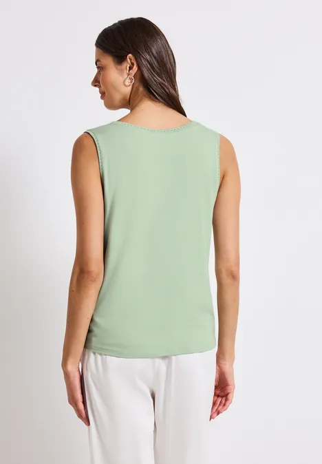 Top mélange de matières avec tape soft jade green