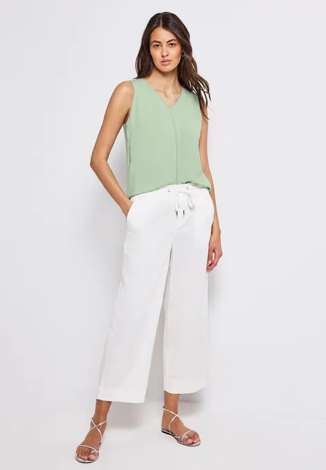 Top mélange de matières avec tape soft jade green