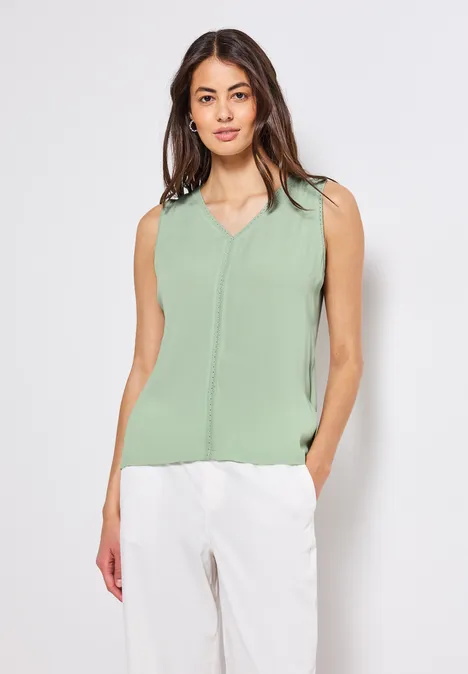 Top mélange de matières avec tape soft jade green