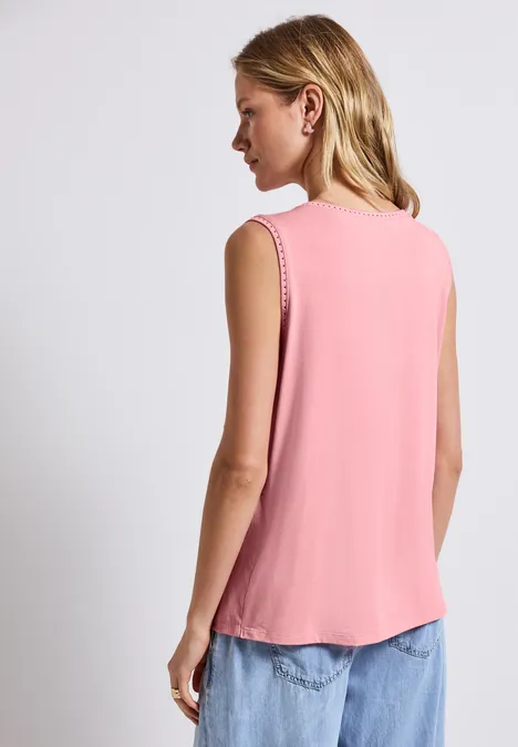 Top mélange de matières avec tape blush peach