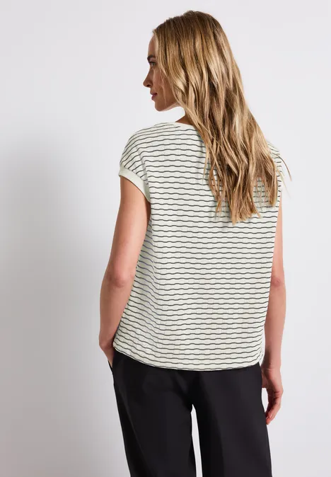Shirt mit welligen Streifen off white