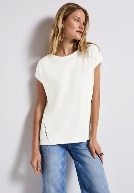 Shirt mit Häkeldetails off white