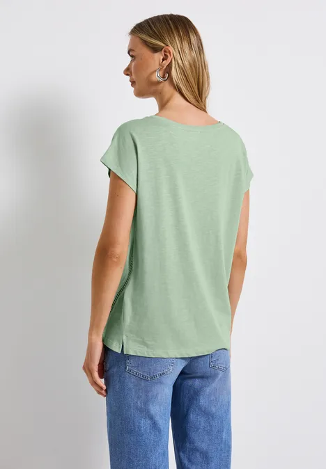 Shirt mit Häkeldetails soft jade green