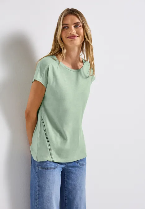 Shirt mit Häkeldetails soft jade green