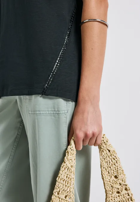 Shirt mit Häkeldetails pine grove green