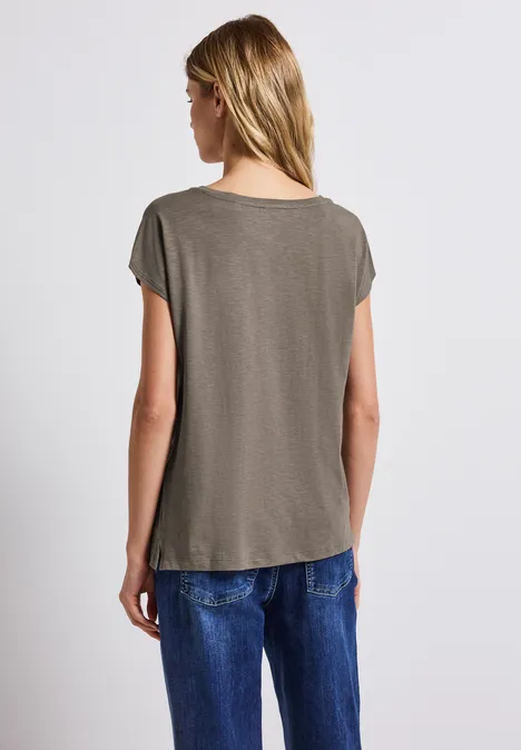 Shirt mit Häkeldetails dark tumbled beige