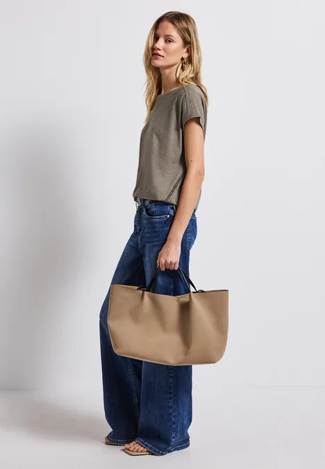 Shirt mit Häkeldetails dark tumbled beige