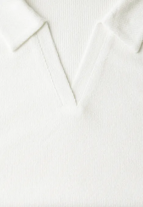 Strick-Look Poloshirt off white