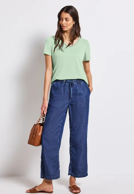 Leinen-Look T-Shirt soft jade green