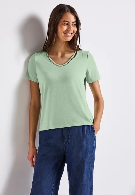 Leinen-Look T-Shirt soft jade green