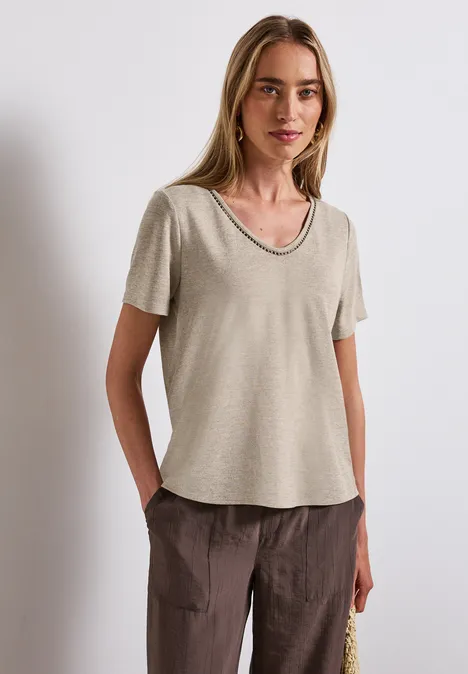 Leinen-Look T-Shirt tumbled beige