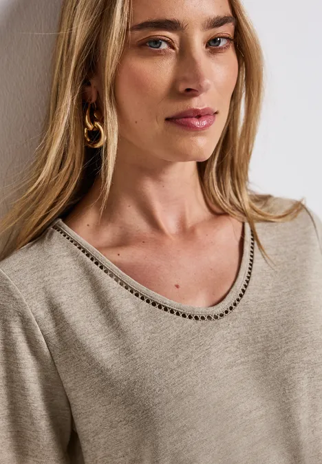 Leinen-Look T-Shirt tumbled beige