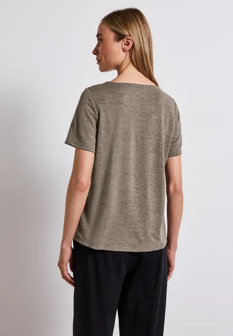 Leinen-Look T-Shirt dark tumbled beige