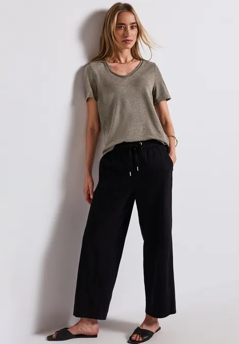 Leinen-Look T-Shirt dark tumbled beige