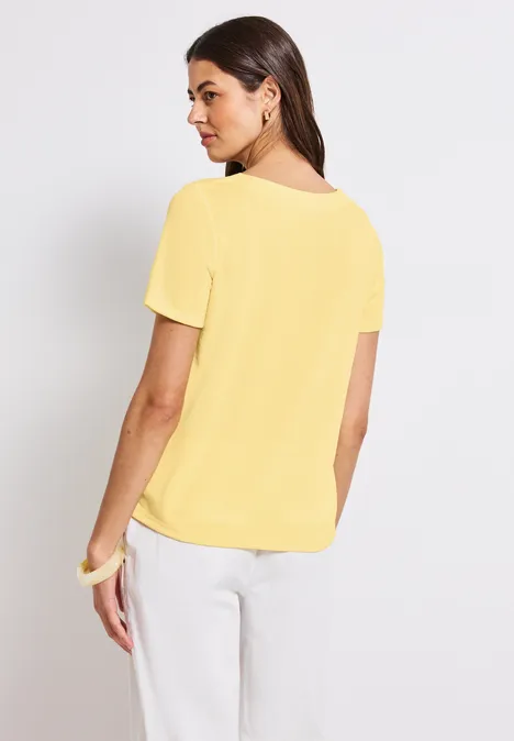 Leinen-Look T-Shirt buttercream yellow