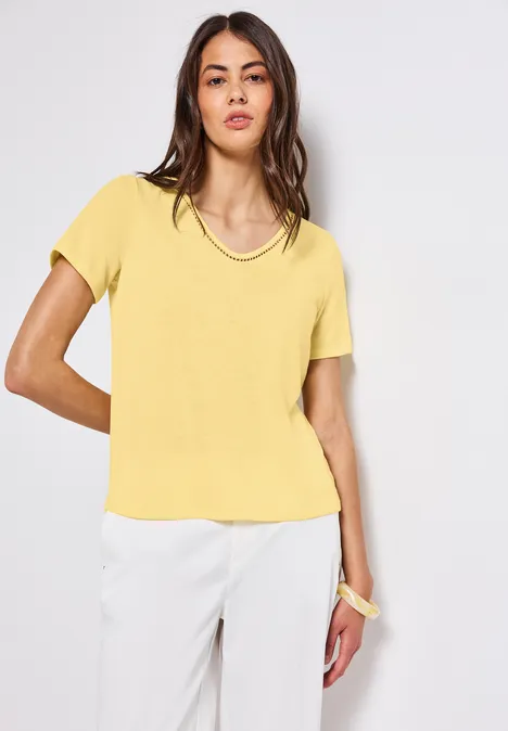 Leinen-Look T-Shirt buttercream yellow