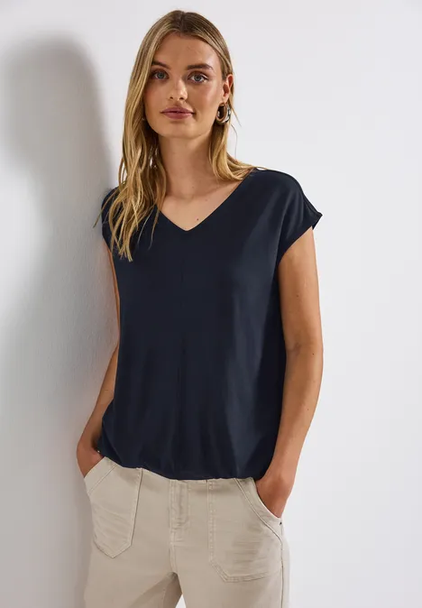 V-Neck Jersey-Shirt deep blue