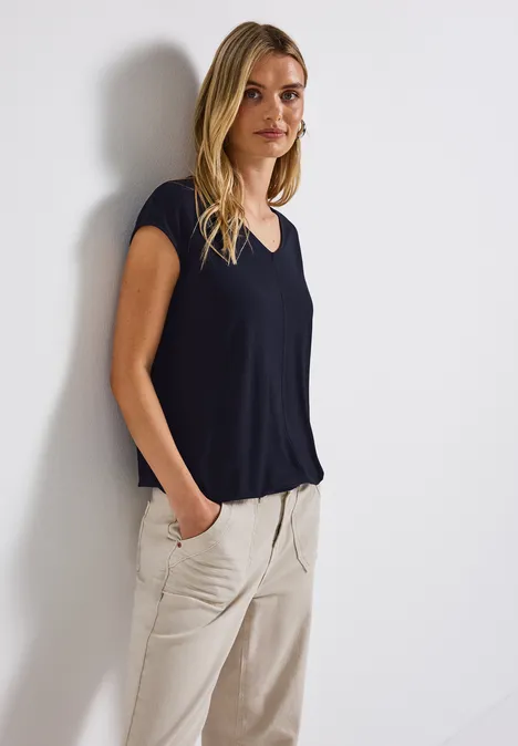 V-Neck Jersey-Shirt deep blue