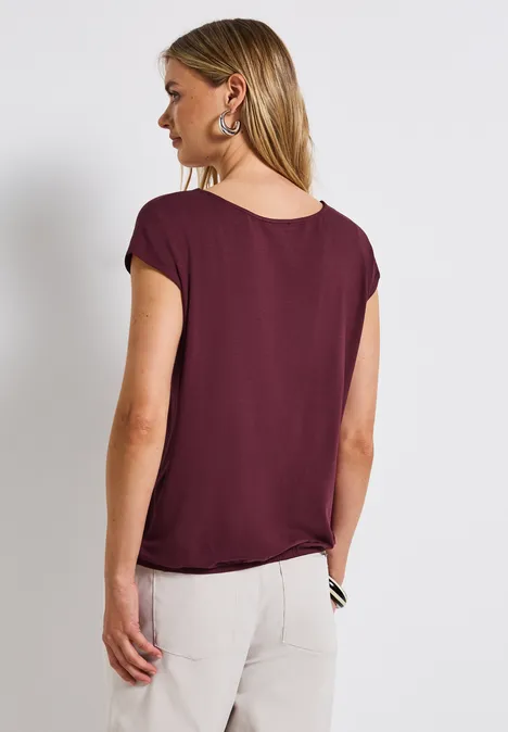 V-Neck Jersey-Shirt dark cherry red