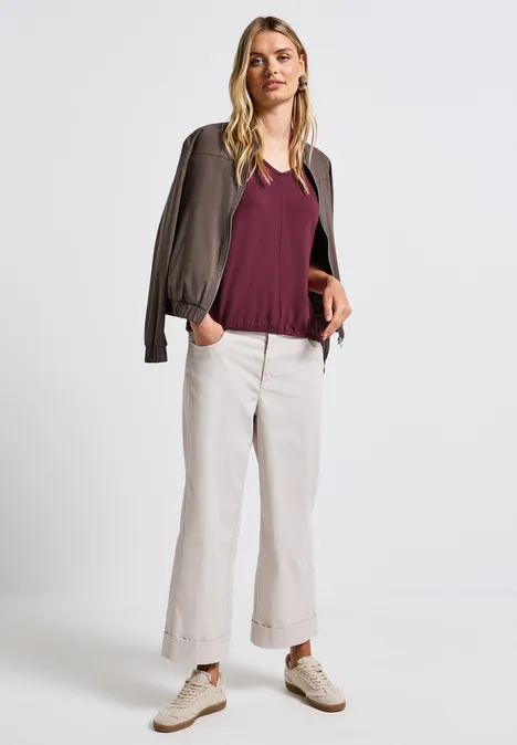 V-Neck Jersey-Shirt dark cherry red