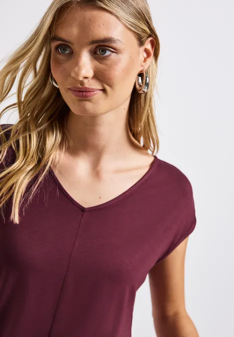 V-Neck Jersey-Shirt dark cherry red