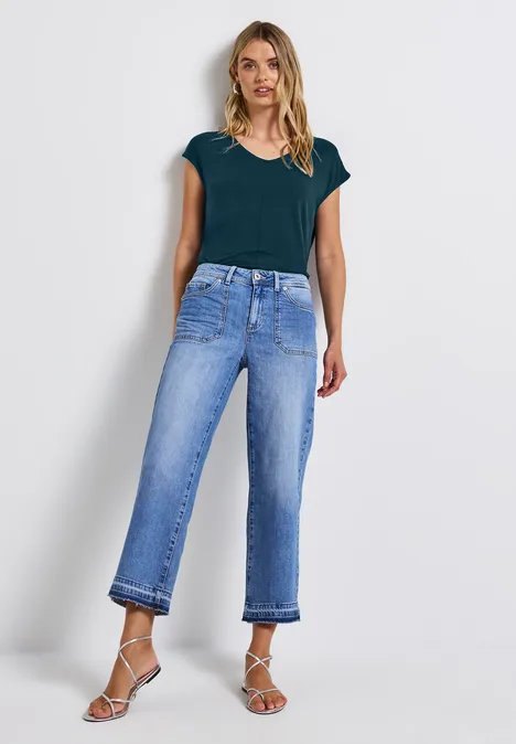 V-Neck Jersey-Shirt tide blue