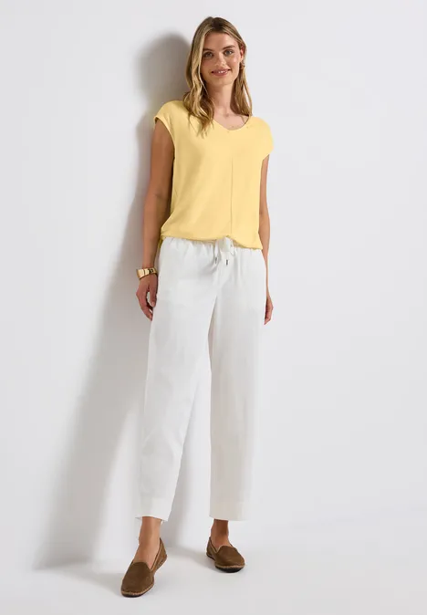 V-Neck Jersey-Shirt buttercream yellow