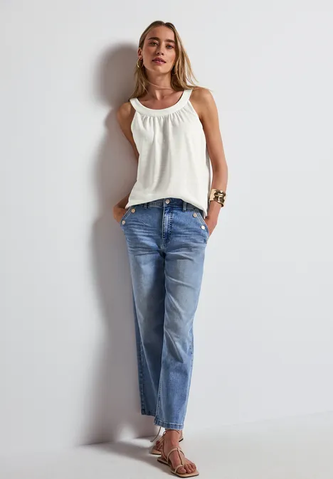 Leinen-Look Sommertop off white