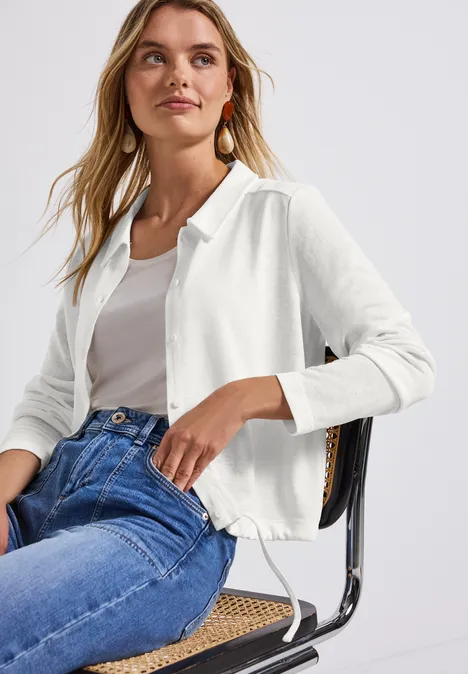 Leinen-Look Jacke off white