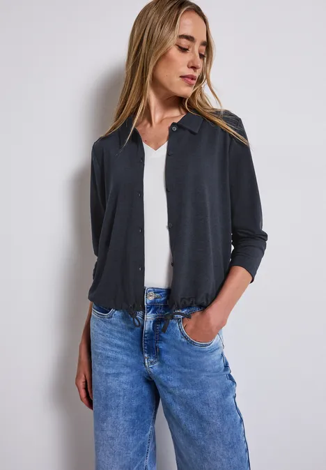 Leinen-Look Jacke deep blue
