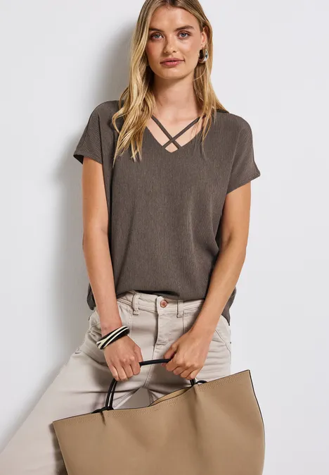 Shirt mit Bändern dark tumbled beige