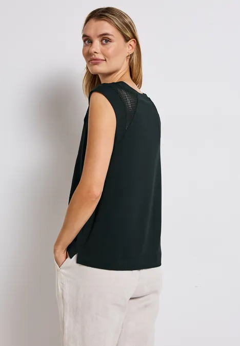 Top mit Mesh-Details pine grove green