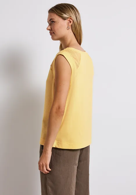 Top mit Mesh-Details buttercream yellow