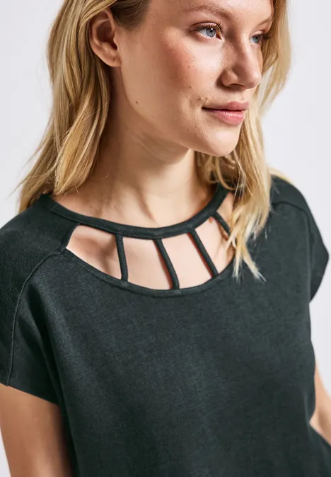 Leinen-Look Shirt pine grove green