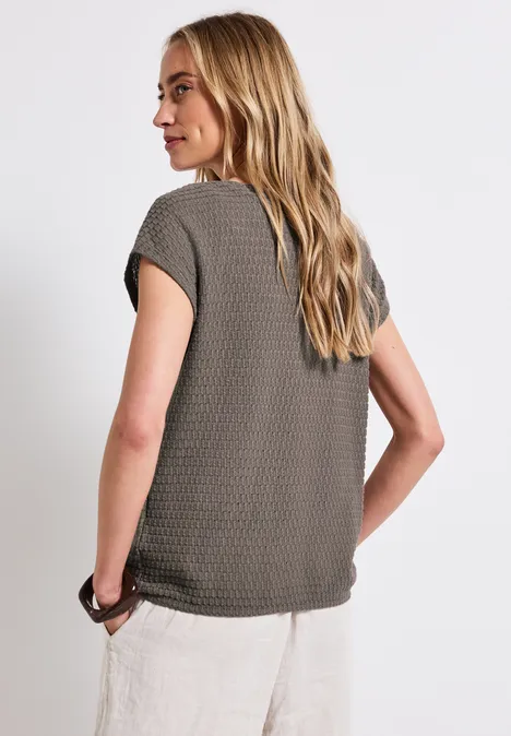Shirt met structuur dark tumbled beige
