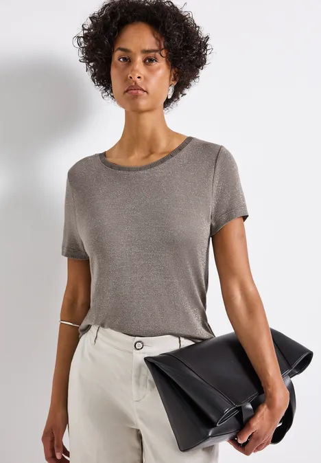 Glitzerndes T-Shirt dark tumbled beige