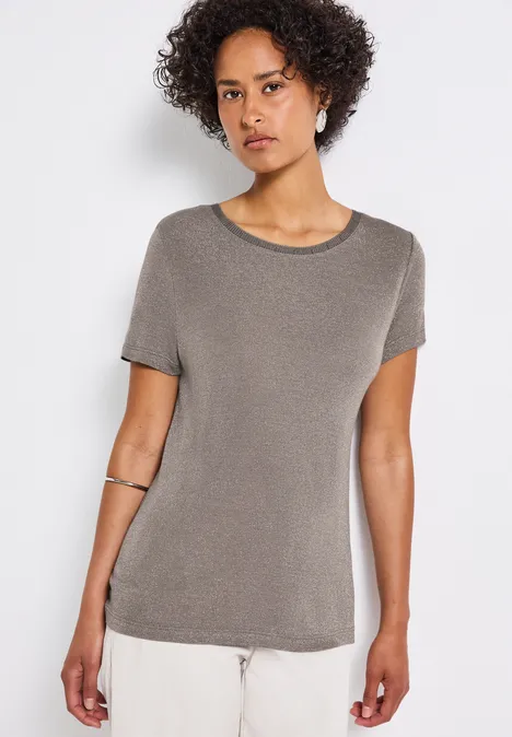 Glitzerndes T-Shirt dark tumbled beige