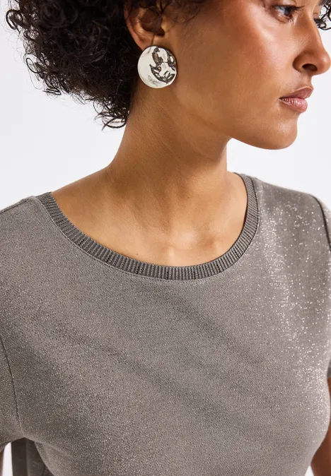 Glitzerndes T-Shirt dark tumbled beige