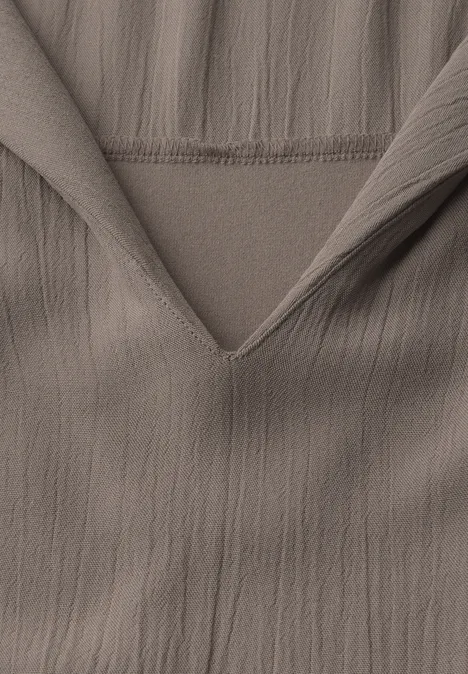Top mit Split Neck dark tumbled beige