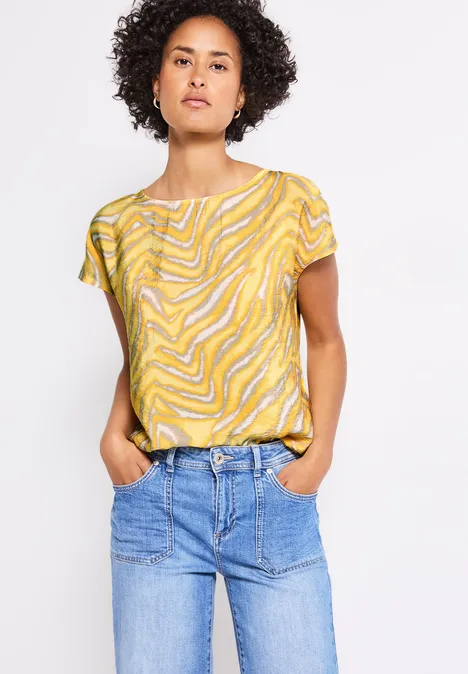 Gemustertes Shirt buttercream yellow