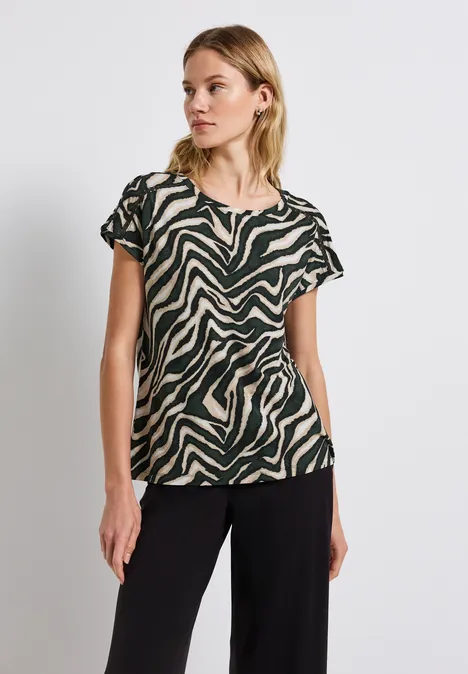 Shirt mit Häkeldetails pine grove green